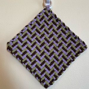Handmade 8x8 potholders/trivets with wooden ring